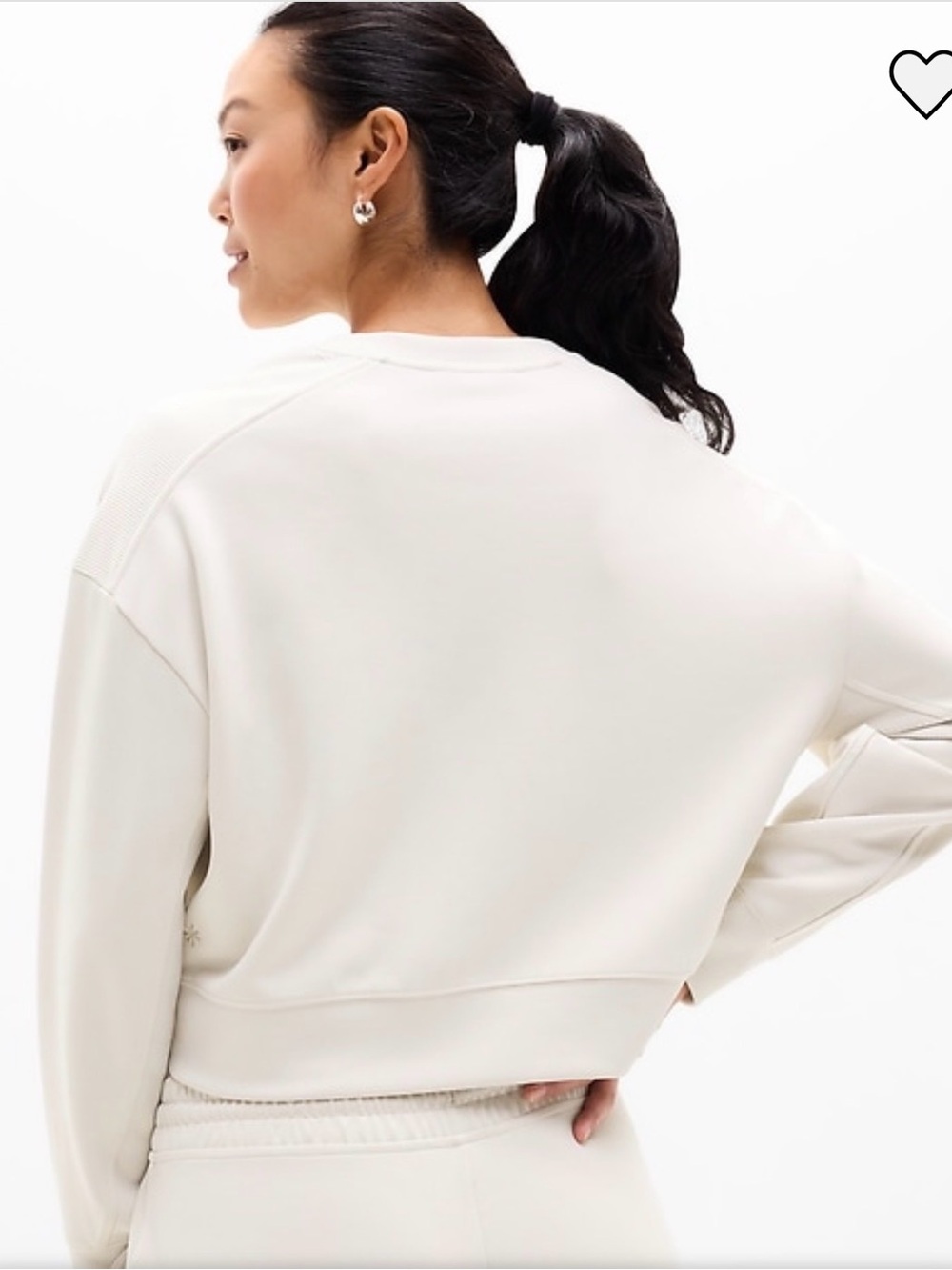 Athleta Seasoft Ribbed crewneck sweatshirt in bone size L - Picture 2 of 3
